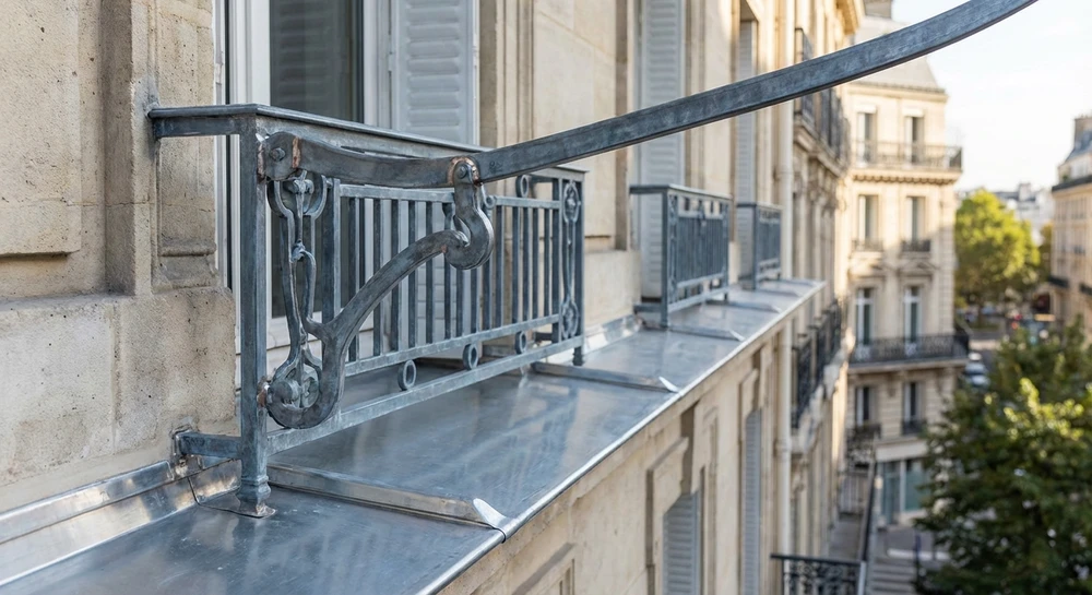 Une cheminée avec un nouveau plomb clignotant